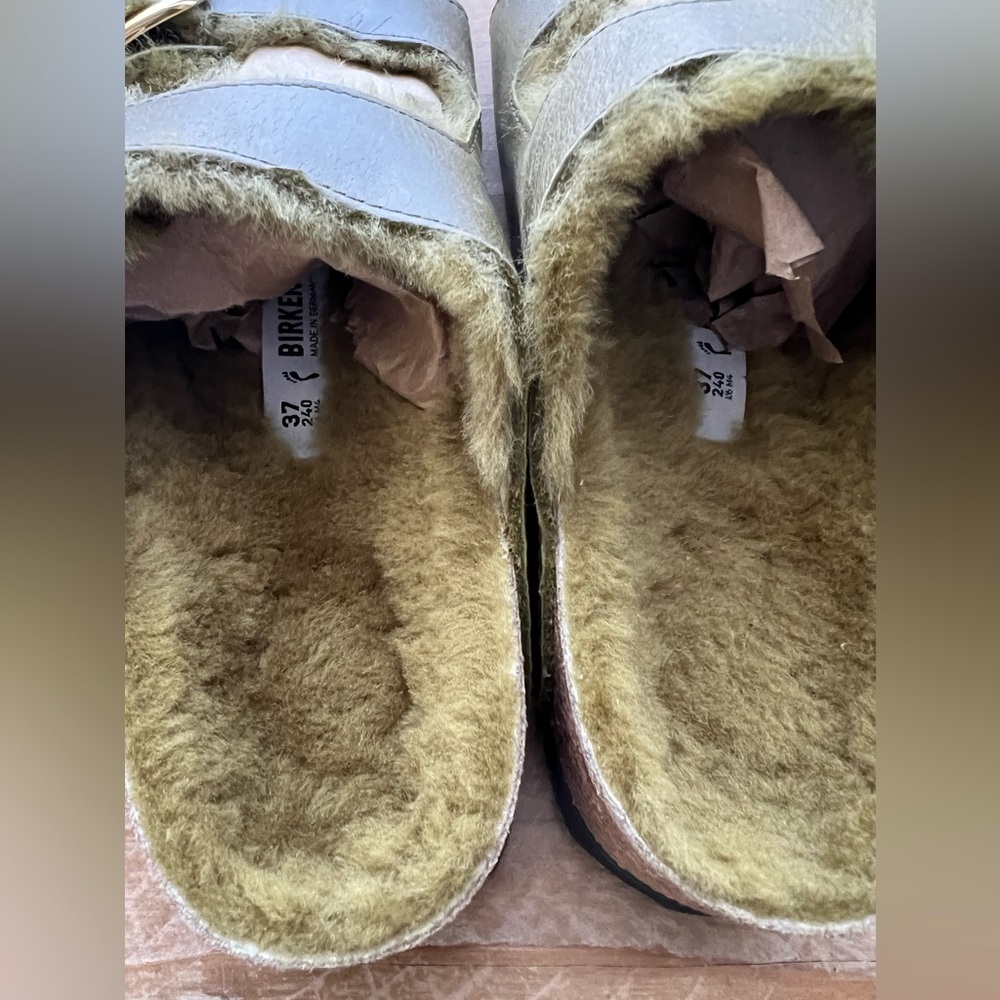 Arizona Big Buckle Shearling Natural Leather Oiled in Olive Size 37 New - Picture 8 of 9